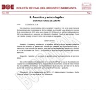 Ejemplo visual de un anuncio publicado en el BORME